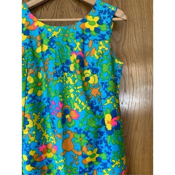 Sears Retro Vintage Floral‎ Shift Dress Blue Multi Size S - Picture 5 of 11